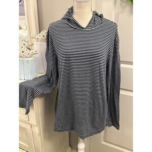 Gap Size Large Navy and Grey Striped Hoodie Preppy Casual Classic